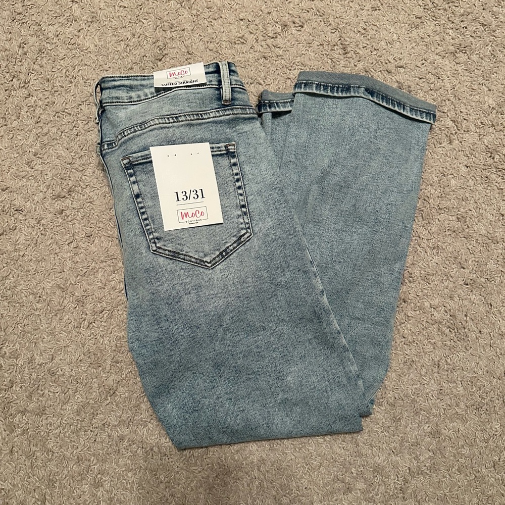 MoCo Boutique Tummy Control Cuffed Straight Jeans
